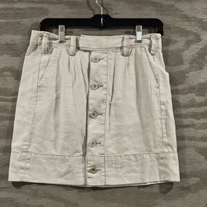 Anthropologie NWT SZ 0 Paper Boy Mini Skirt Light Gray Linen Blend